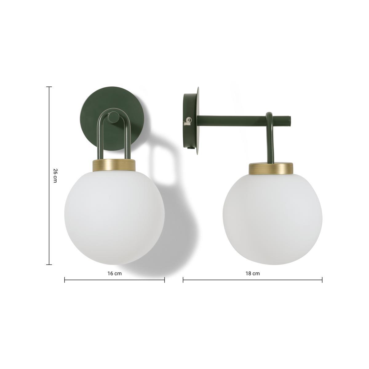 Nyro Wall Lamp, Green Glass & Antique Brass – image 9
