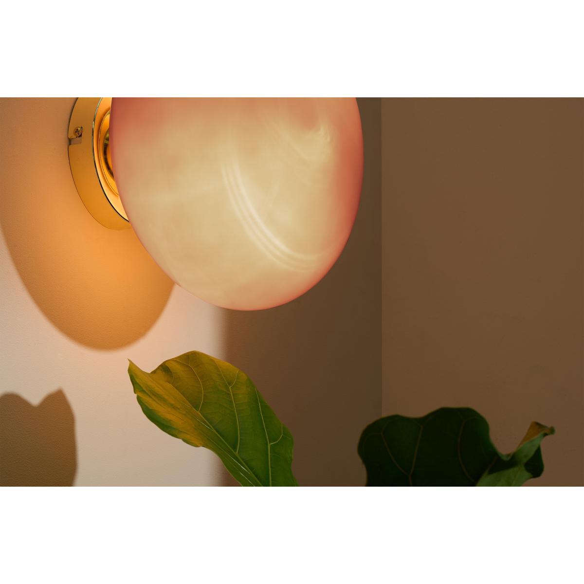 Adrianne Wall Lamp, Burgundy Glass & Brass – image 4