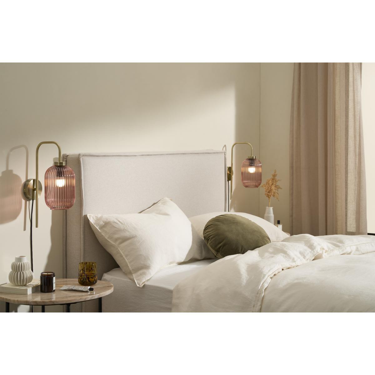 Briz Plug In Wall Light, Pink Glass & Brushed Brass – image 3