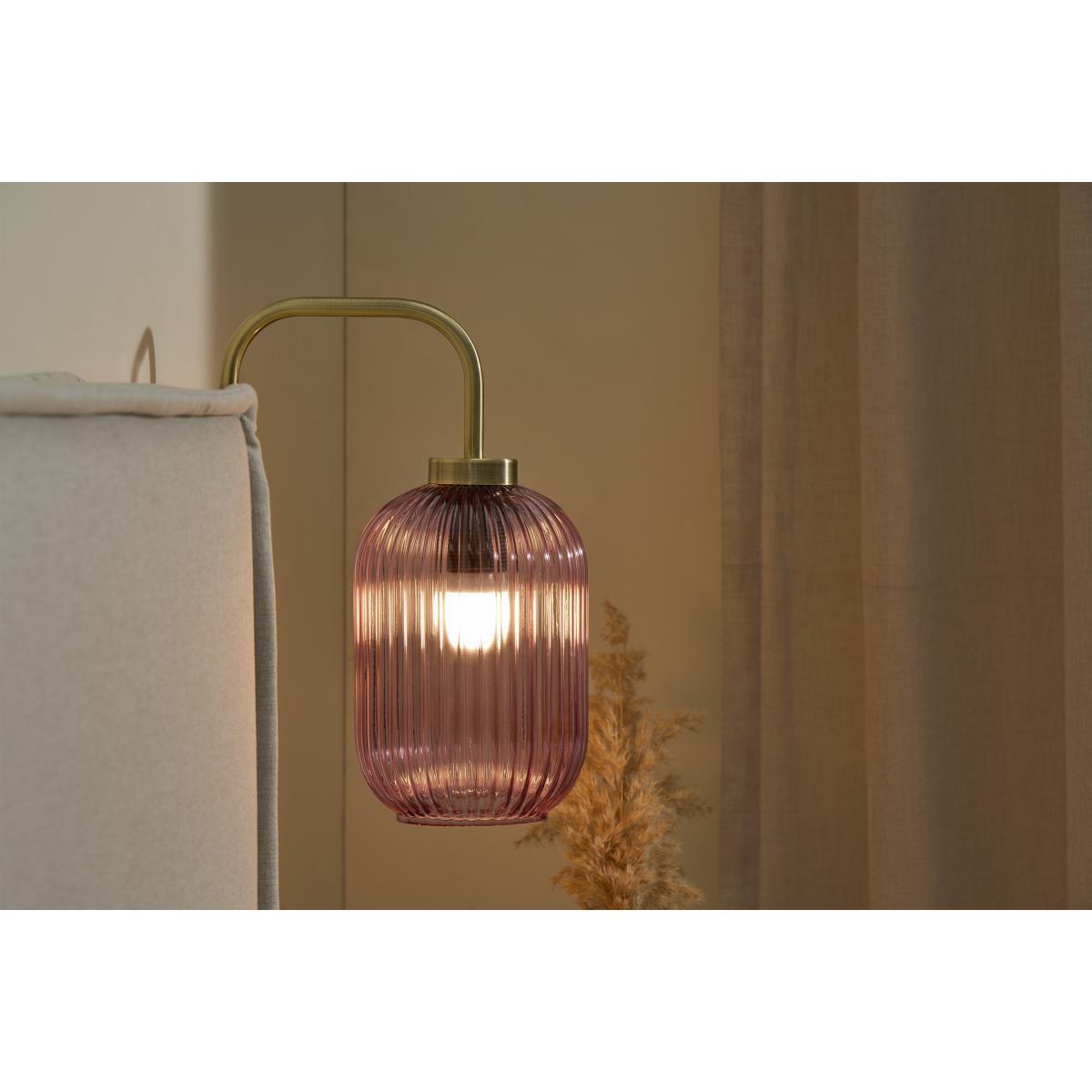 Briz Plug In Wall Light, Pink Glass & Brushed Brass – image 4