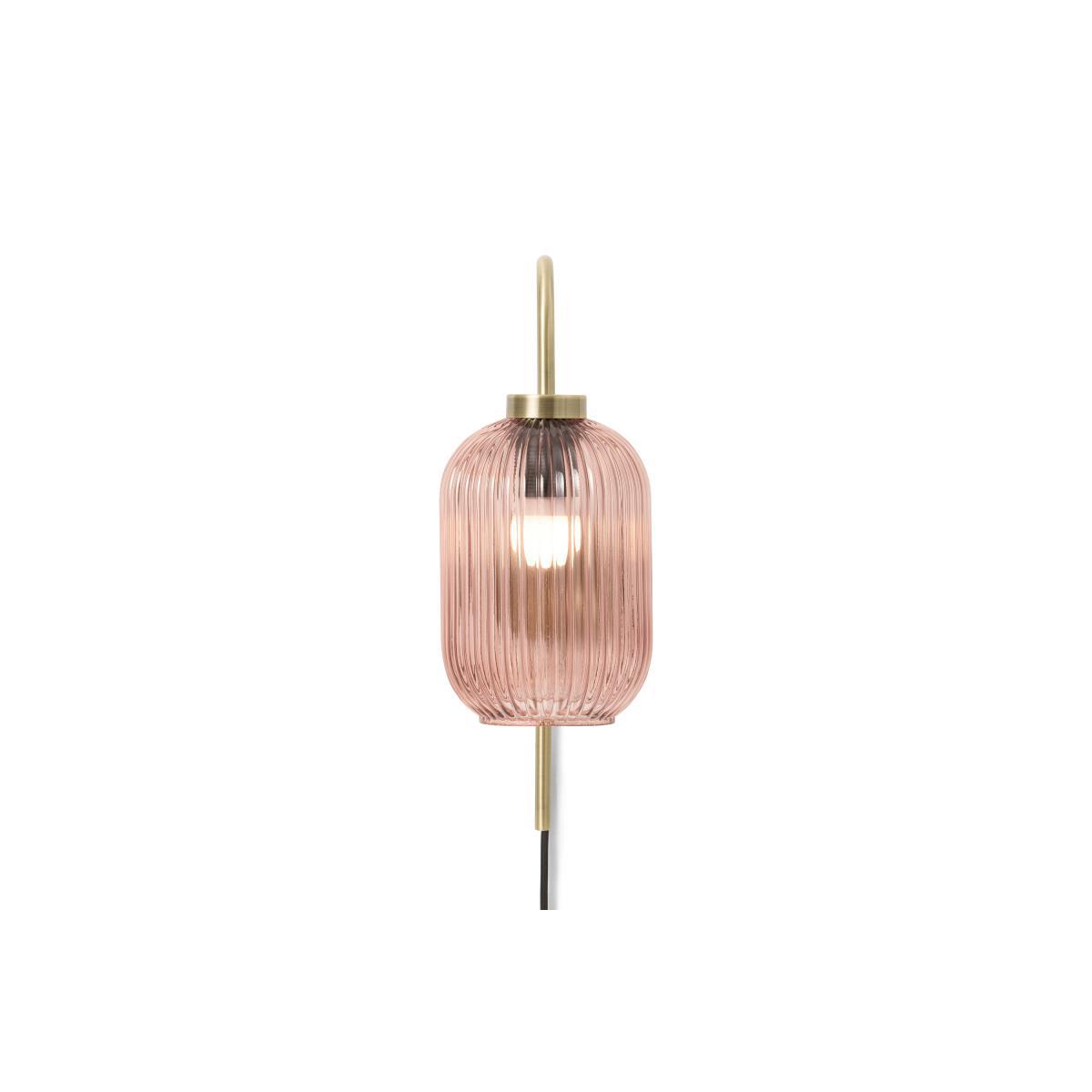 Briz Plug In Wall Light, Pink Glass & Brushed Brass – image 5