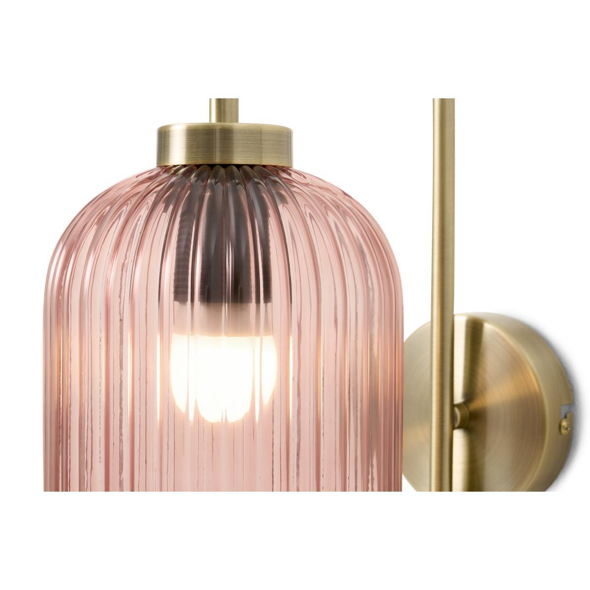 Briz Plug In Wall Light, Pink Glass & Brushed Brass – image 6
