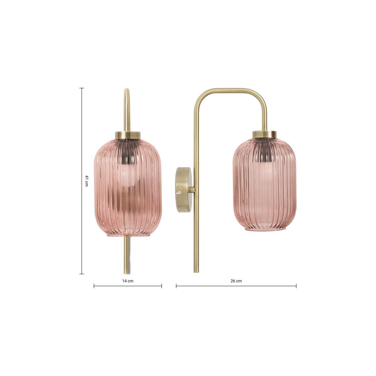 Briz Plug In Wall Light, Pink Glass & Brushed Brass – image 8