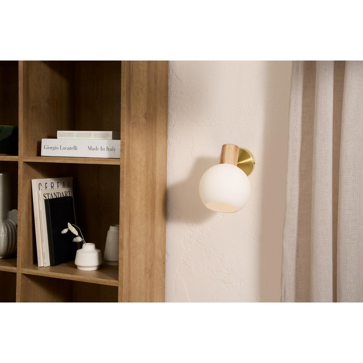 Maybn Wall Light, Opal Glass & Wood – image 3