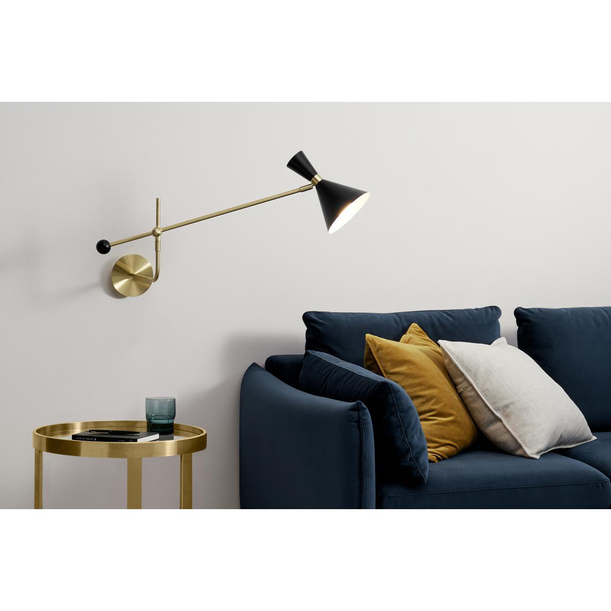 Axton Swing Arm Wall Lamp, Black & Brushed Brass – image 3