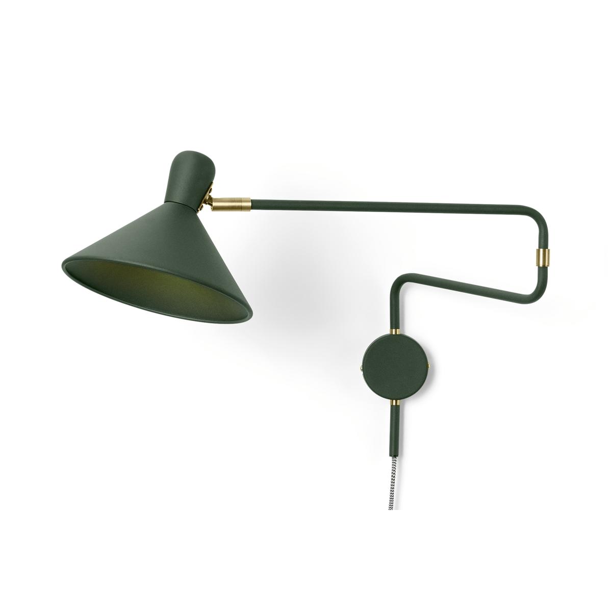 Ogilvy Swing Arm Wall Lamp, Green & Antique Brass – image 2