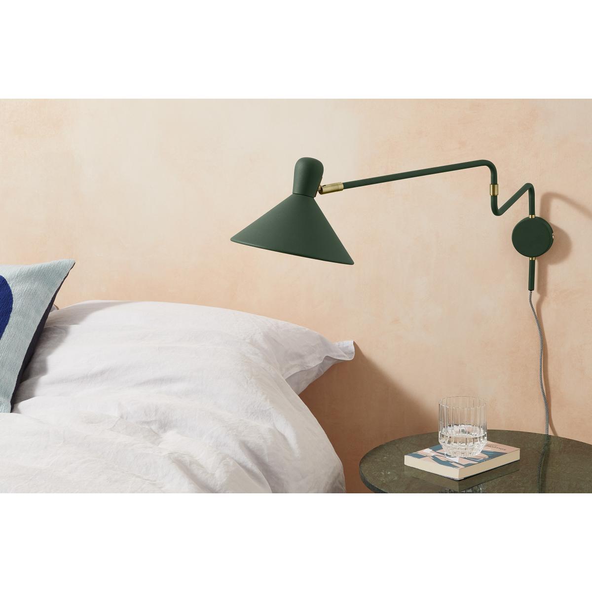 Ogilvy Swing Arm Wall Lamp, Green & Antique Brass – image 3