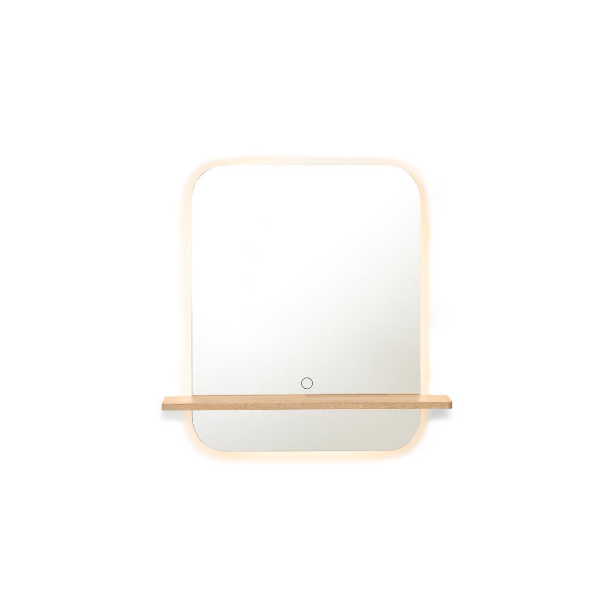 Cabo Shelf Mirror with LED Light, Natural Wood – image 2