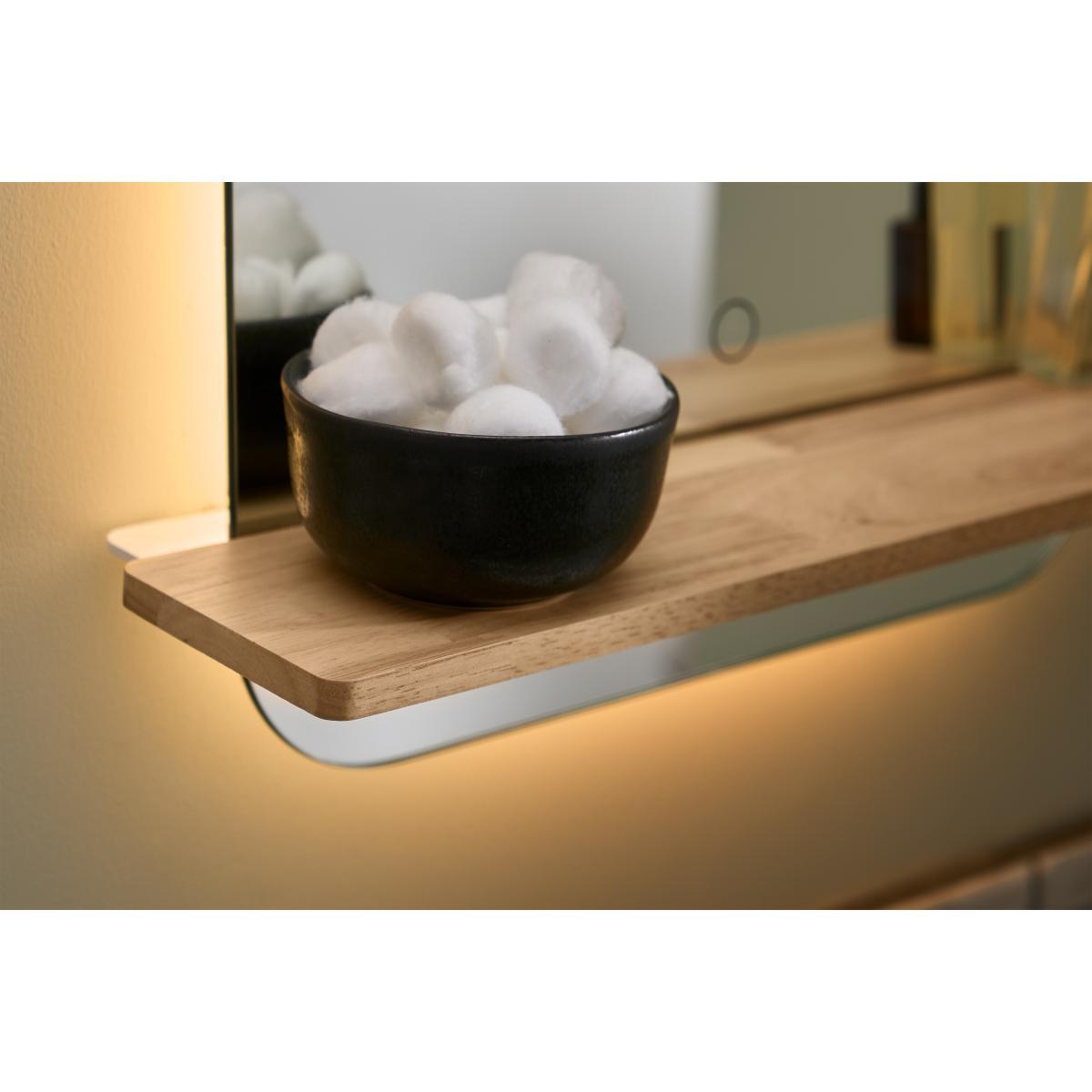 Cabo Shelf Mirror with LED Light, Natural Wood – image 4
