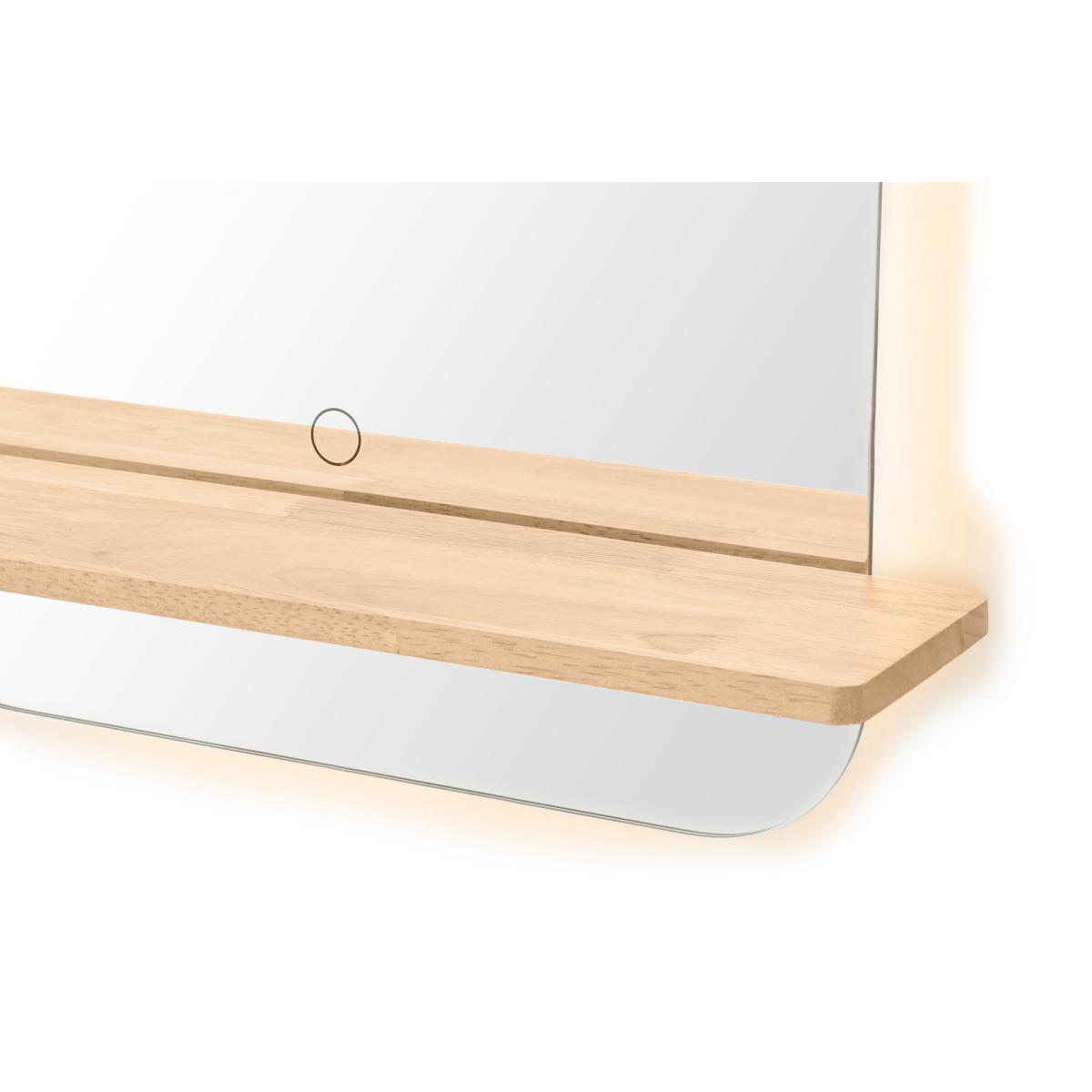 Cabo Shelf Mirror with LED Light, Natural Wood – image 5
