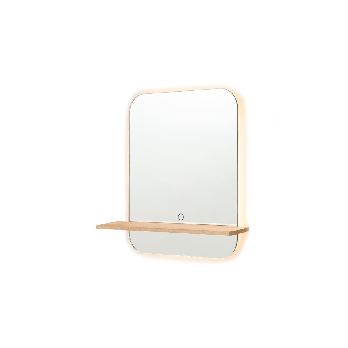 Cabo Shelf Mirror with LED Light, Natural Wood – image 6