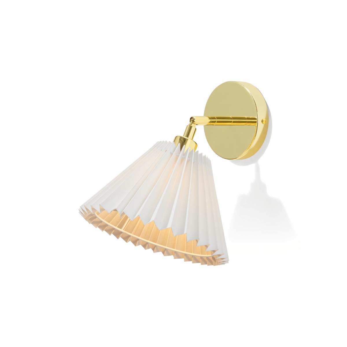 Gaby Pleated Shade Wall Lamp, Brass & White – image 2