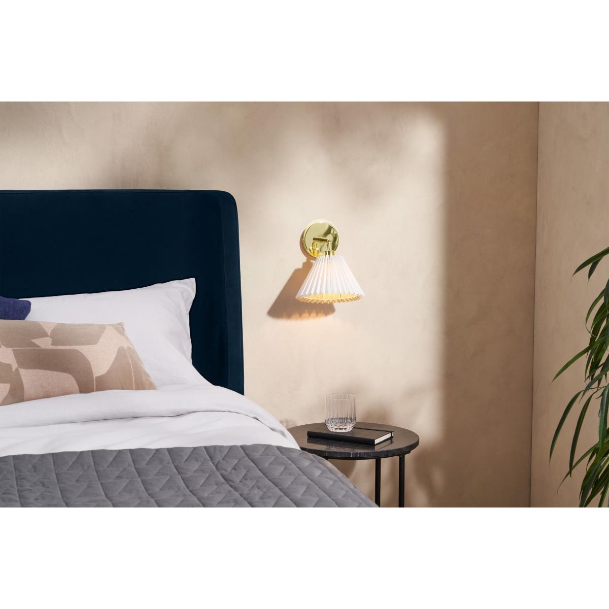 Gaby Pleated Shade Wall Lamp, Brass & White – image 3