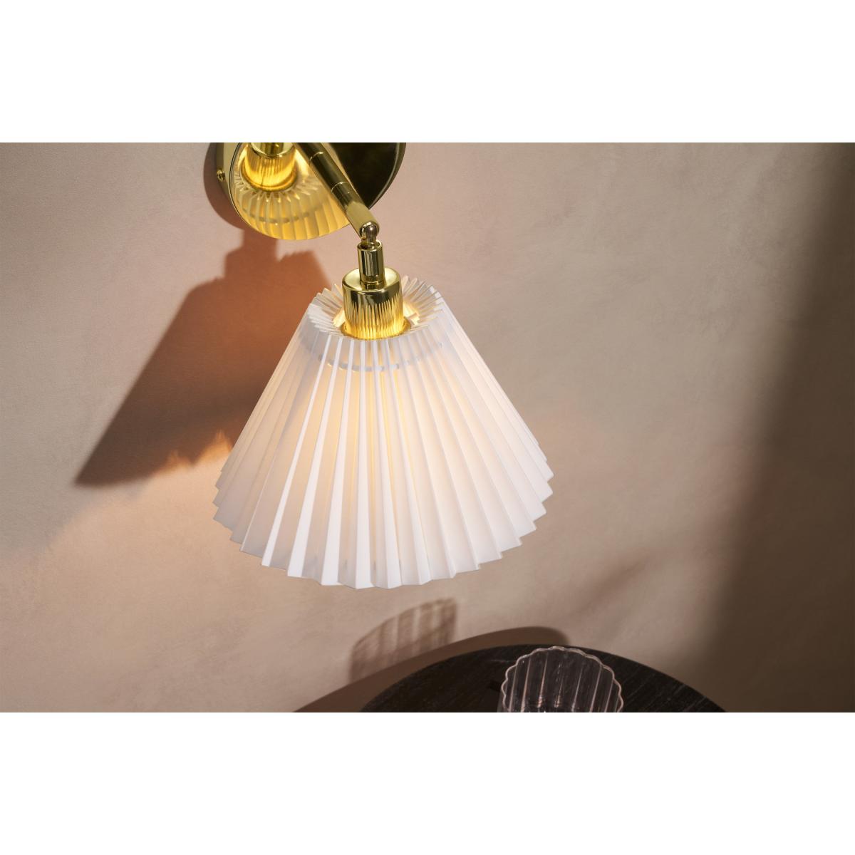 Gaby Pleated Shade Wall Lamp, Brass & White – image 4
