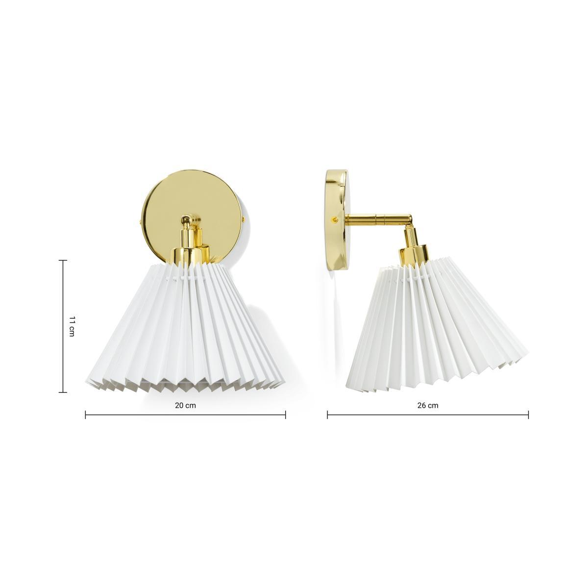 Gaby Pleated Shade Wall Lamp, Brass & White – image 7