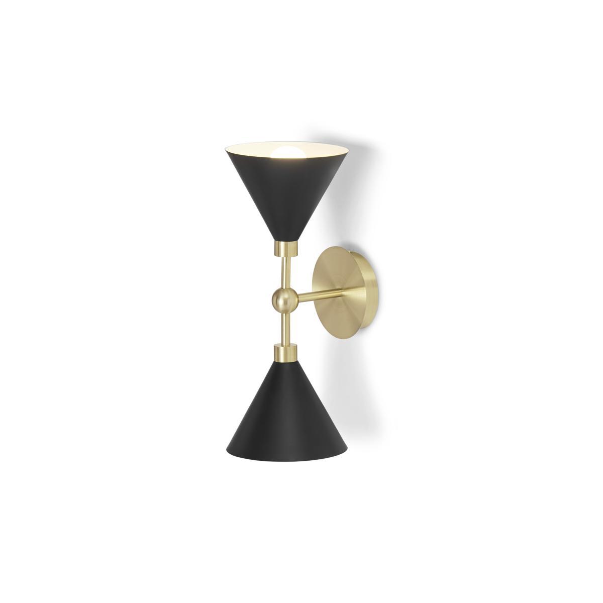 Axton Double Wall Lamp, Black & Brushed Brass – image 2