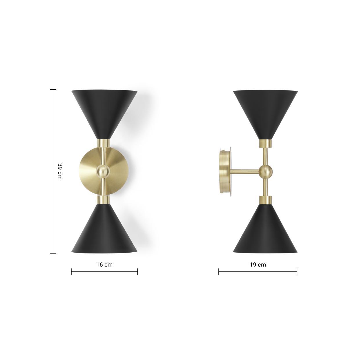 Axton Double Wall Lamp, Black & Brushed Brass – image 7