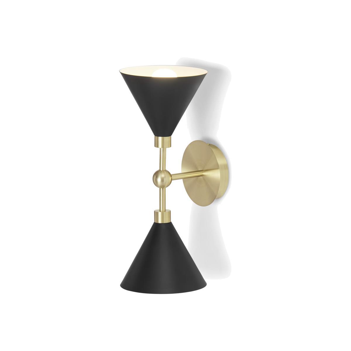 Axton Double Wall Lamp, Black & Brushed Brass – image 1