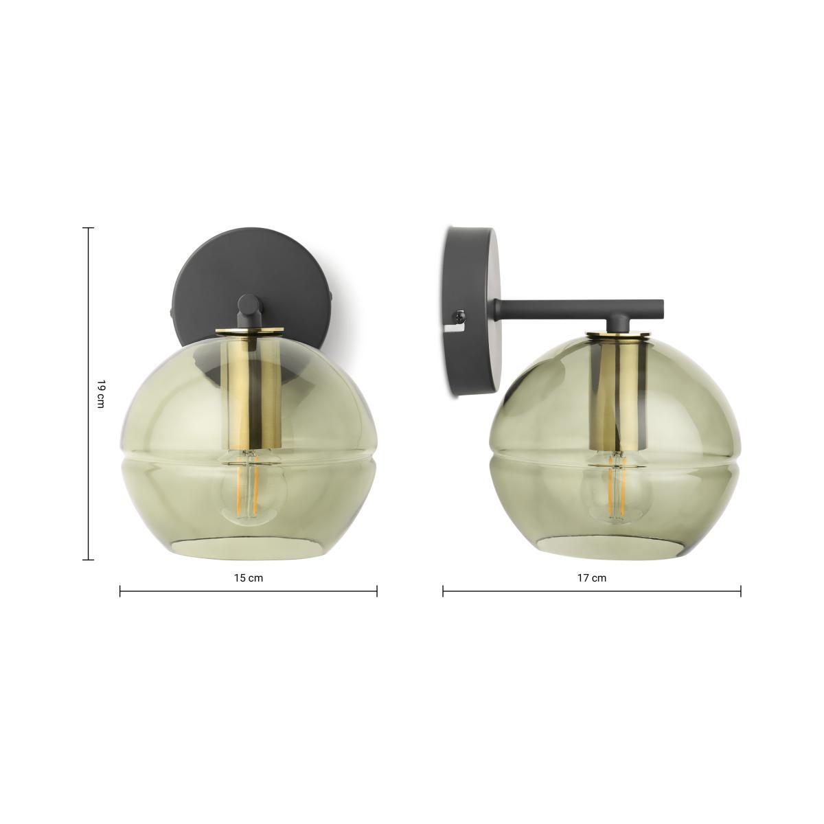 Mika Wall Light, Green, Grey & Brass – image 7