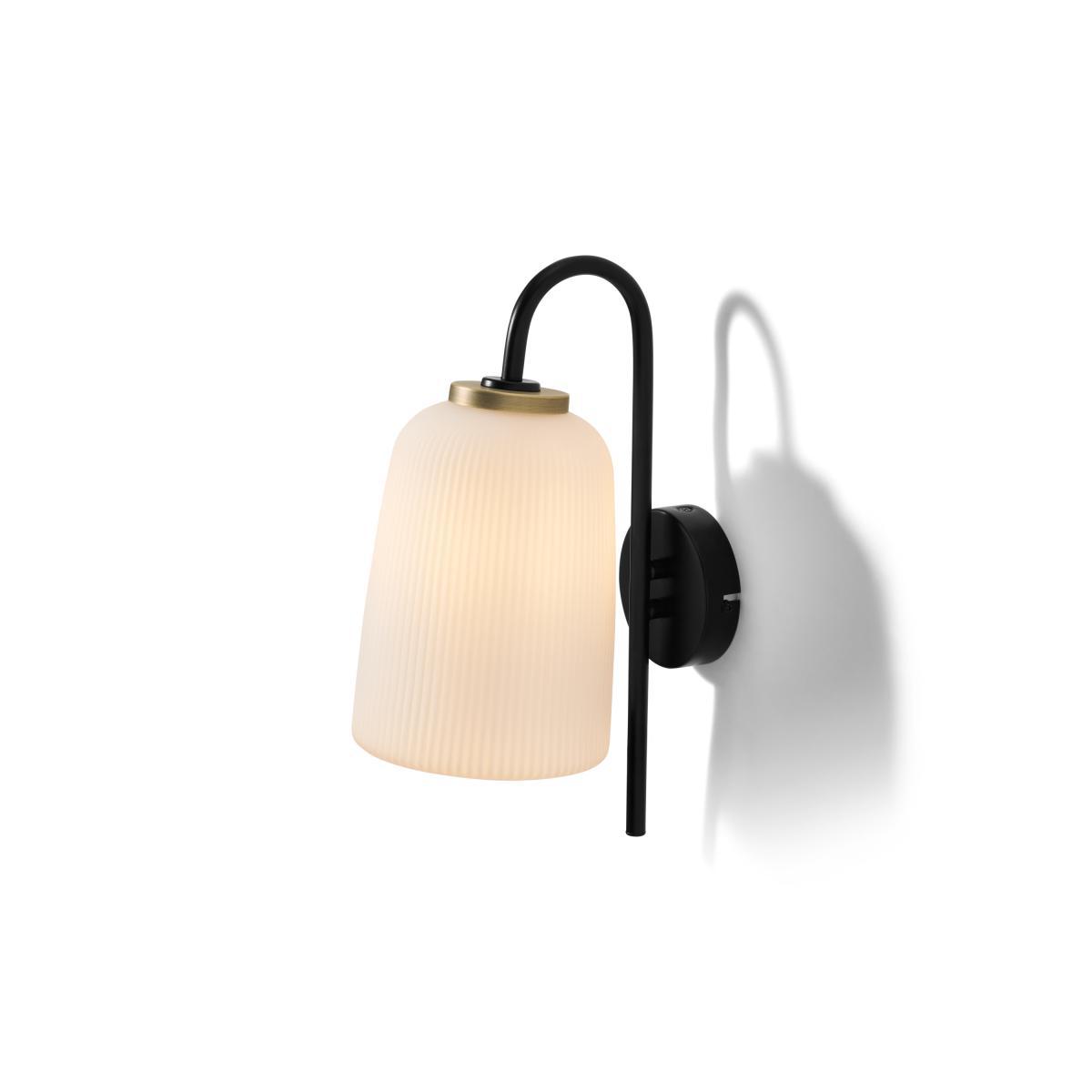 Ayala Wall Lamp, Black, Brushed Brass & Opal Glass – image 2