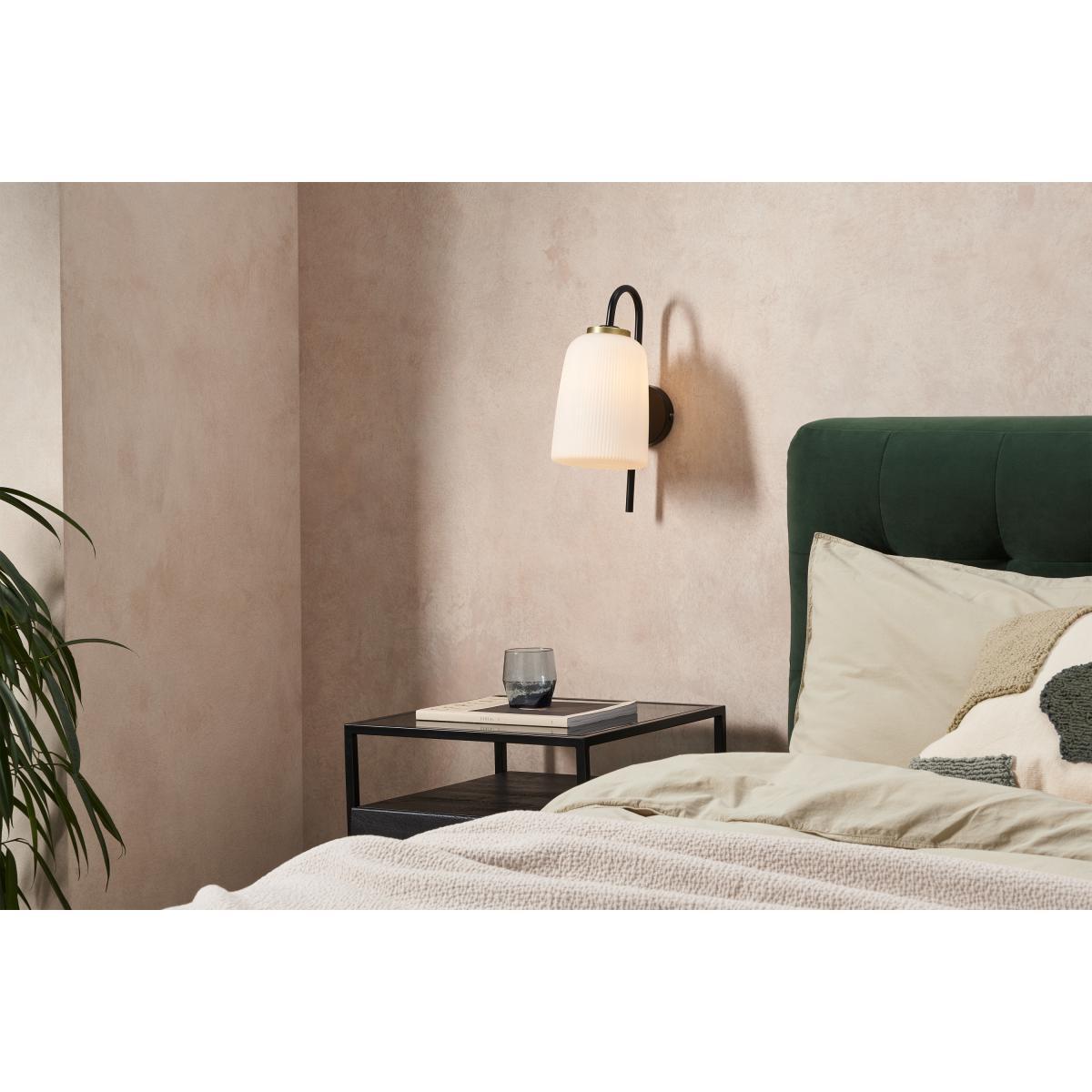 Ayala Wall Lamp, Black, Brushed Brass & Opal Glass – image 3