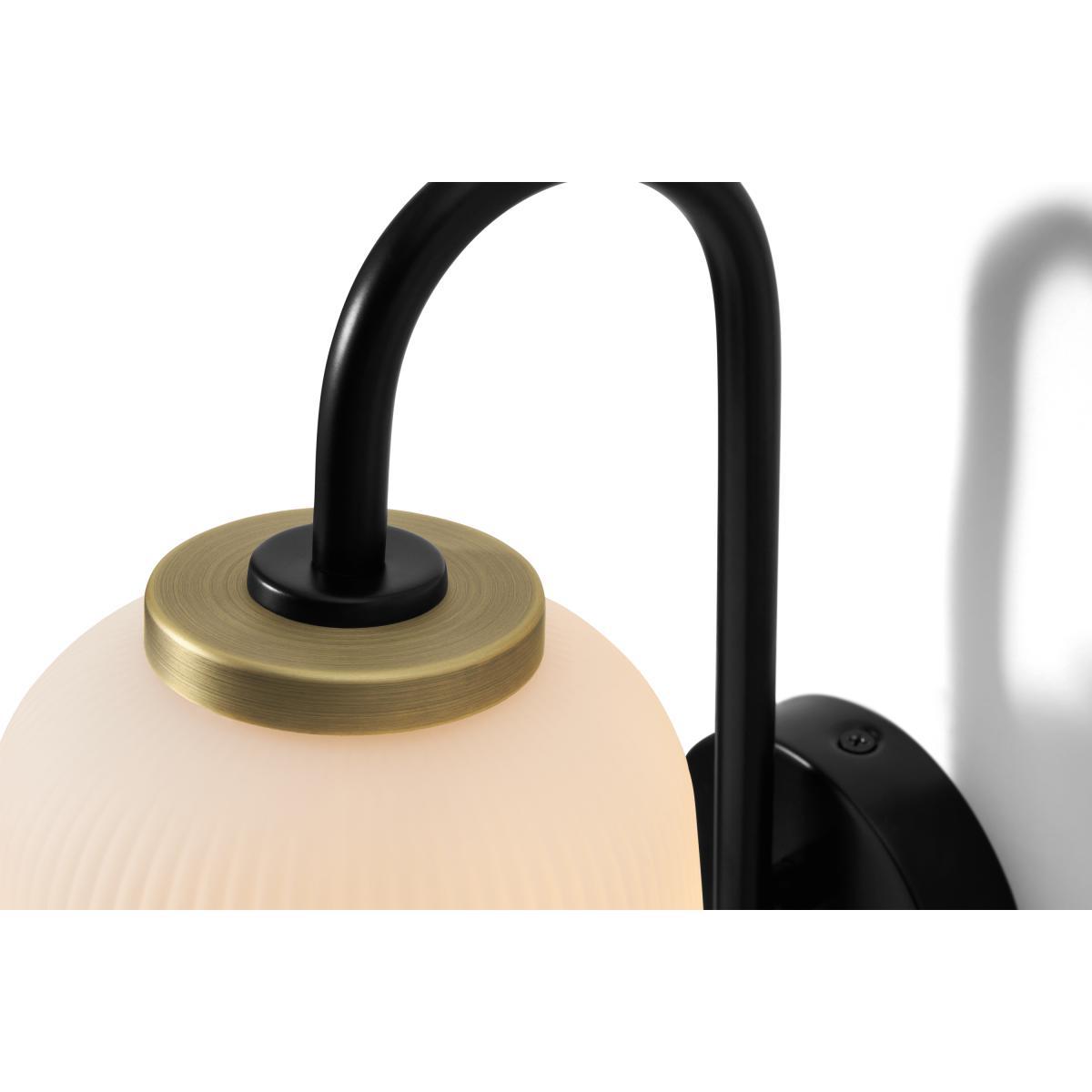 Ayala Wall Lamp, Black, Brushed Brass & Opal Glass – image 5