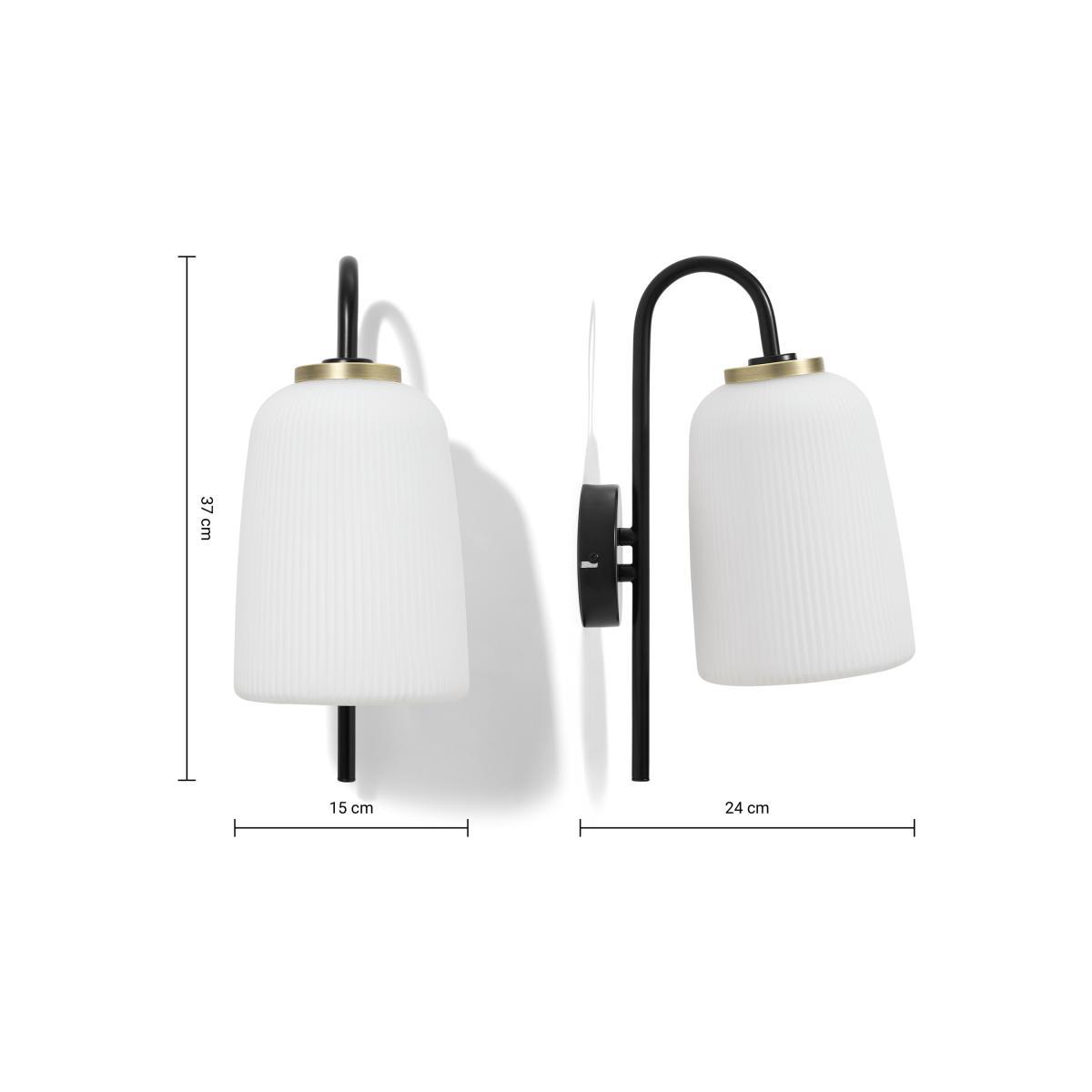 Ayala Wall Lamp, Black, Brushed Brass & Opal Glass – image 7