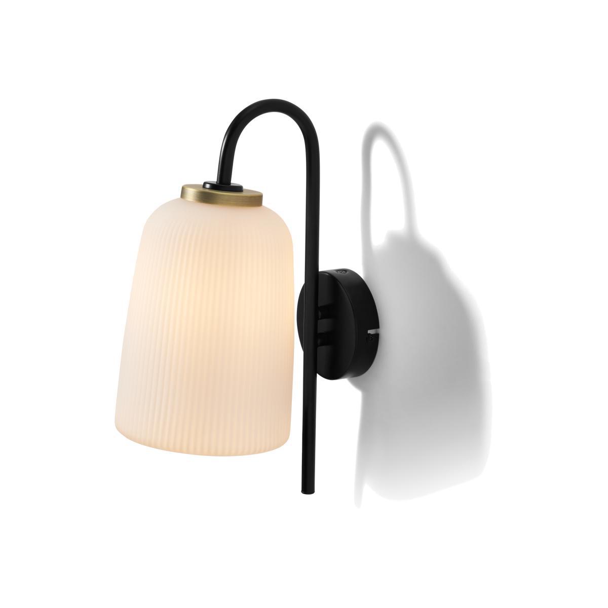 Ayala Wall Lamp, Black, Brushed Brass & Opal Glass – image 1