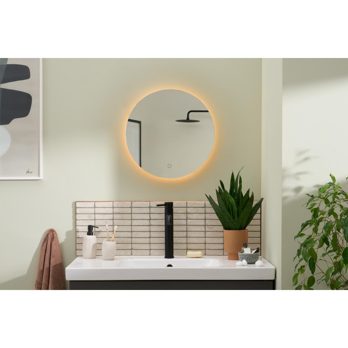 Aziz Round Mirror with LED Light, Glass – image 3
