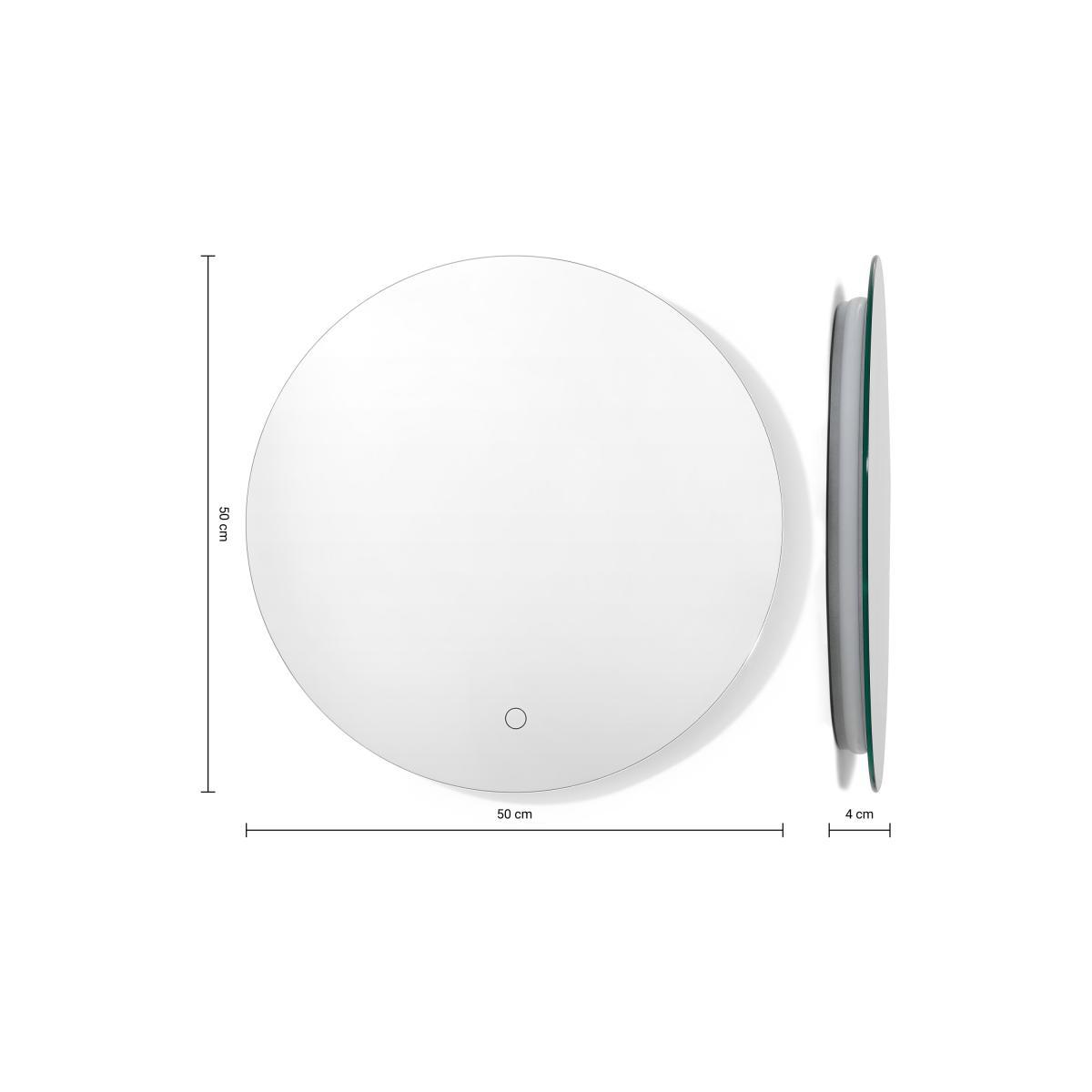 Aziz Round Mirror with LED Light, Glass – image 7