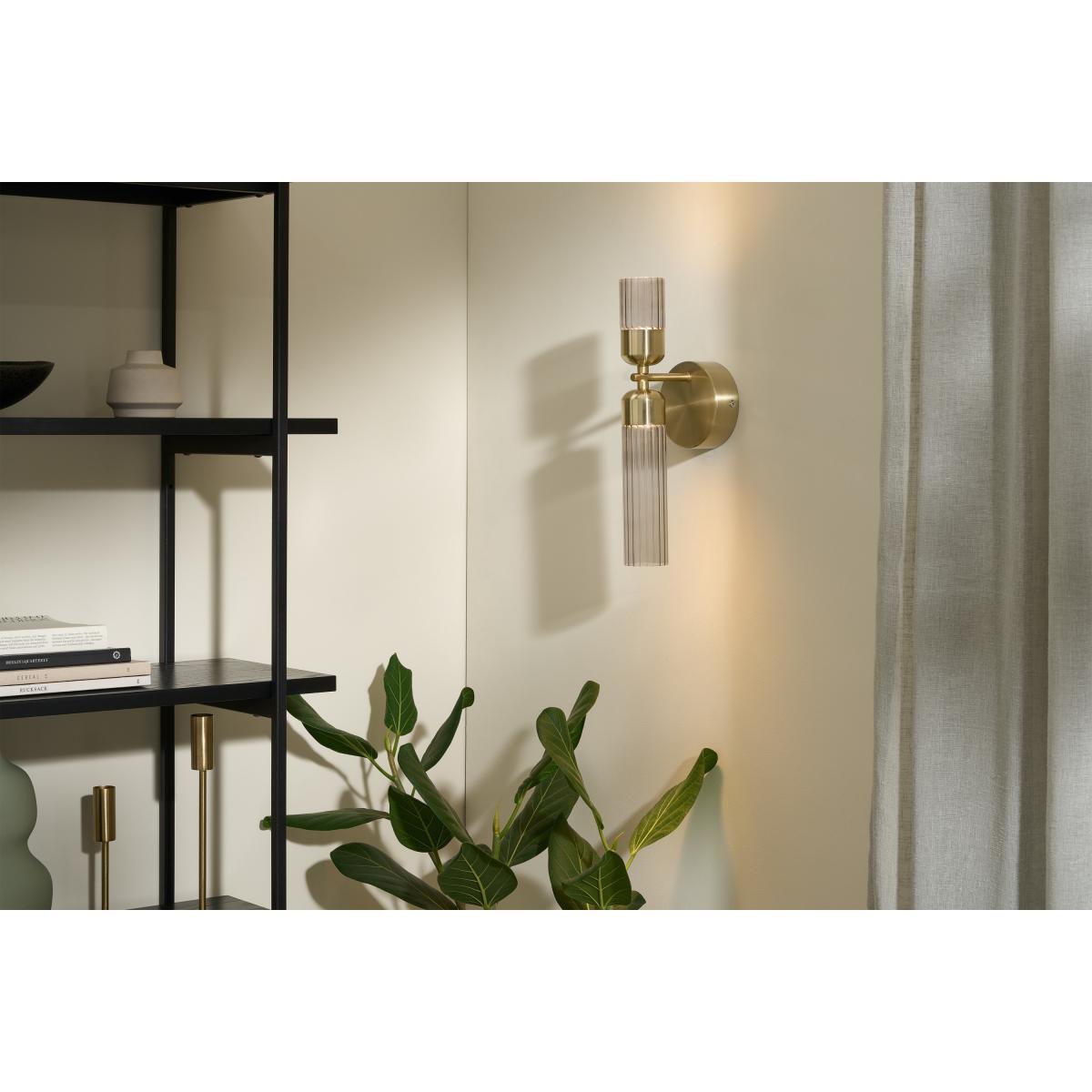Verona LED Wall Light, Brushed Brass & Smoked Glass – image 3