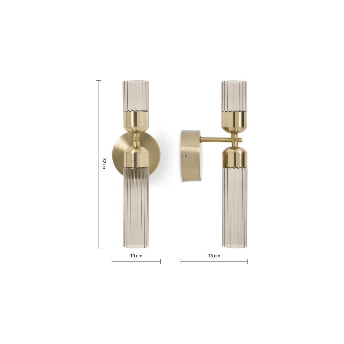 Verona LED Wall Light, Brushed Brass & Smoked Glass – image 9