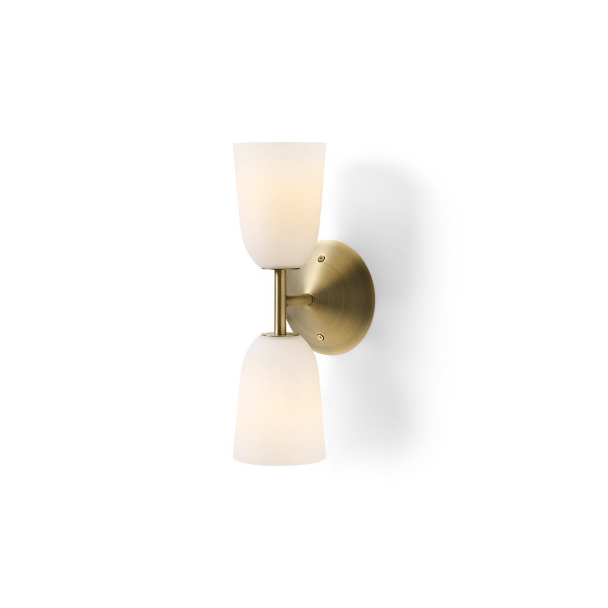 Lori Double Wall Light, Frosted Glass & Brass – image 2