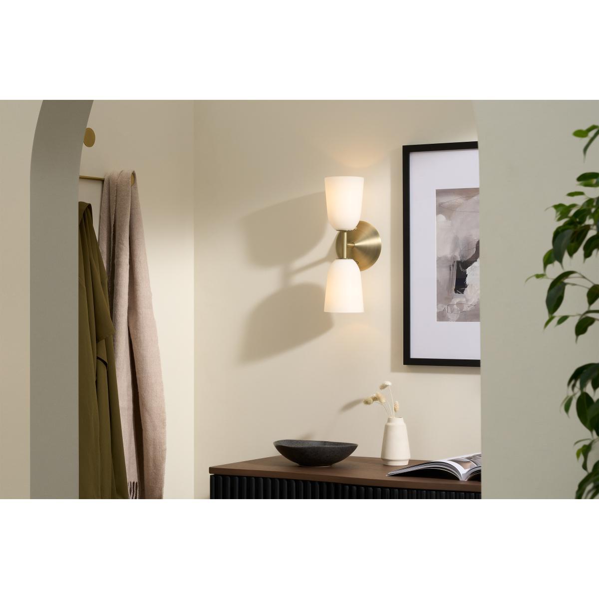 Lori Double Wall Light, Frosted Glass & Brass – image 3