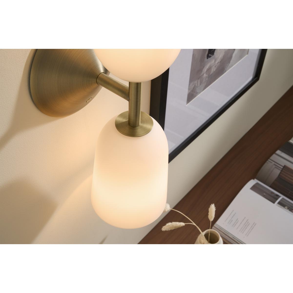 Lori Double Wall Light, Frosted Glass & Brass – image 4
