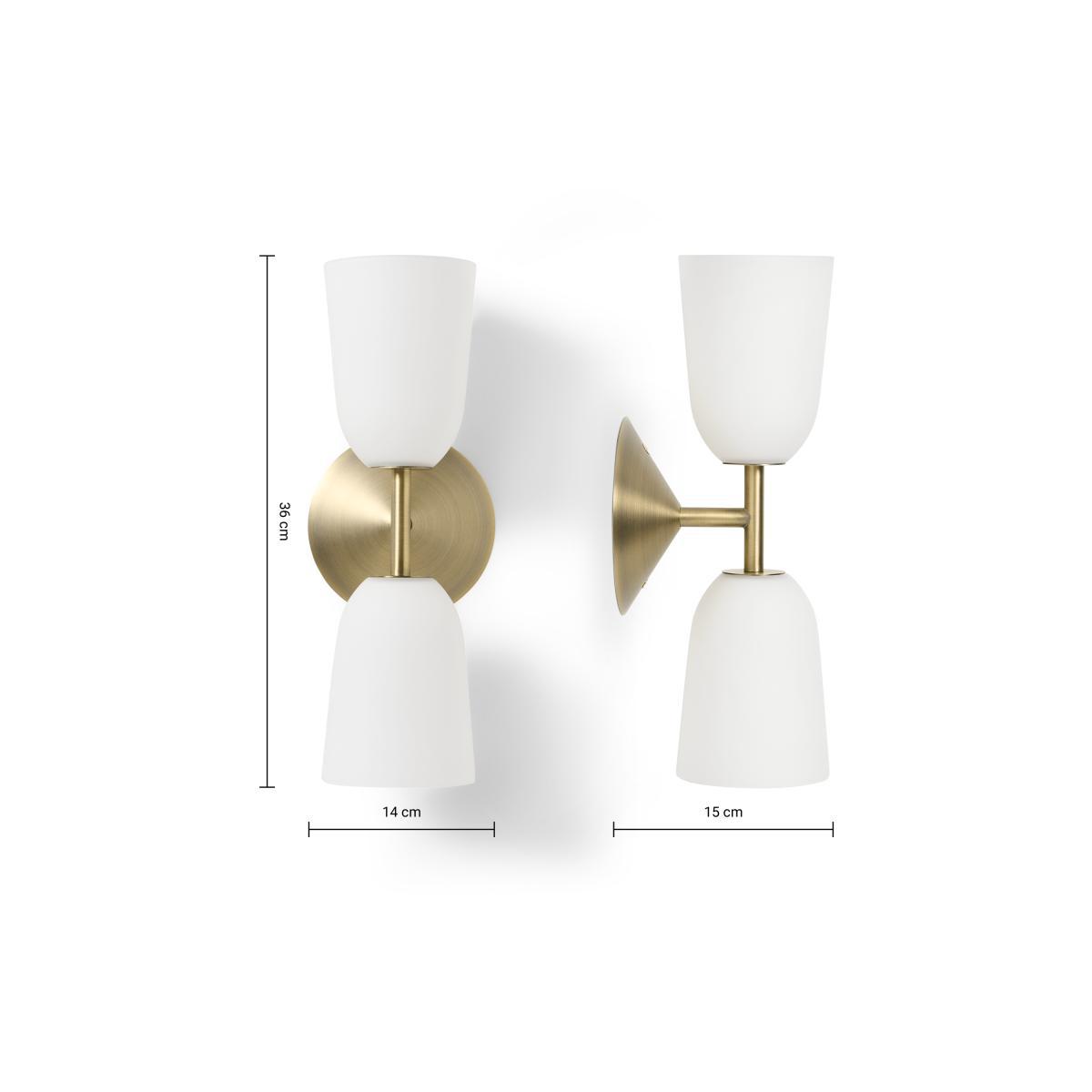 Lori Double Wall Light, Frosted Glass & Brass – image 9