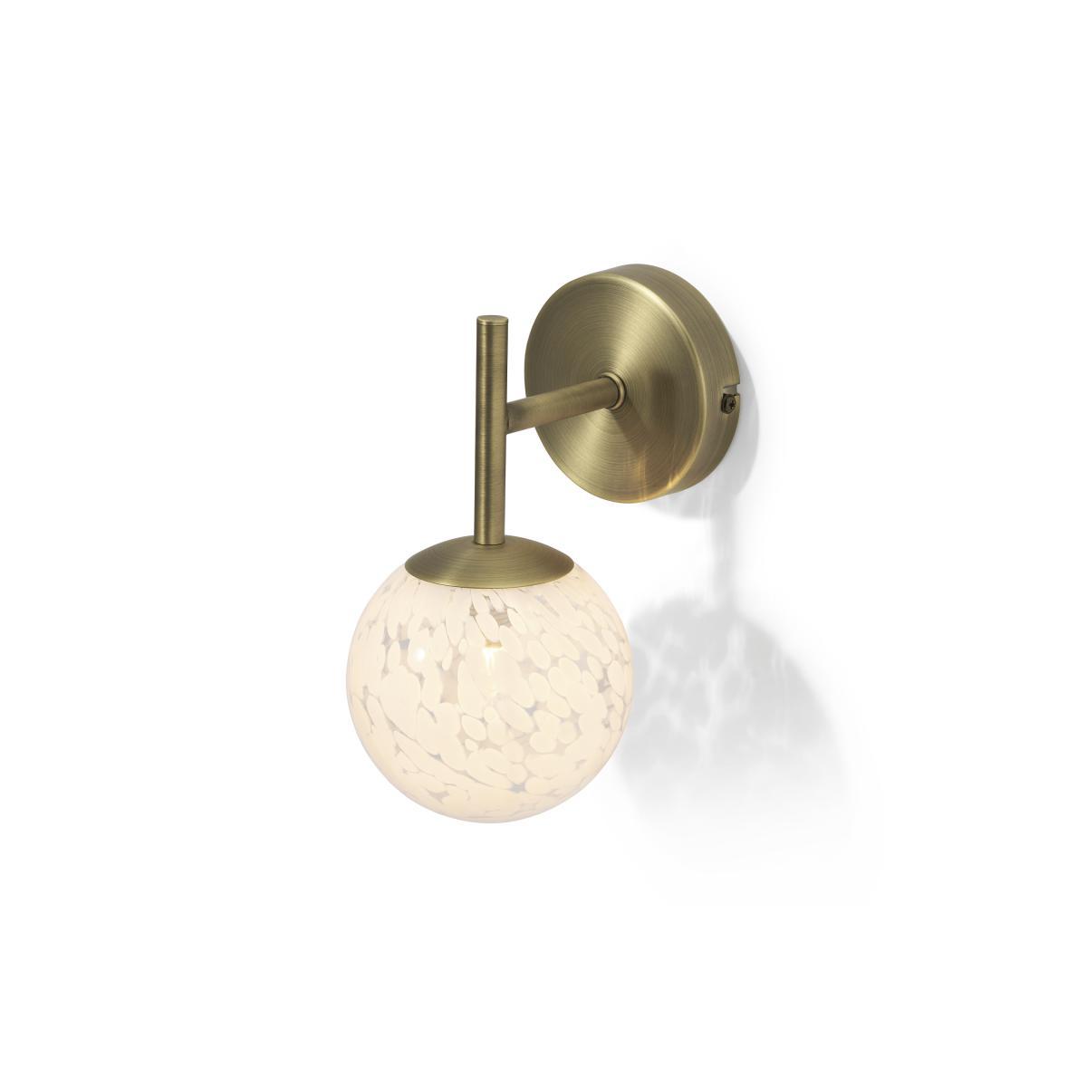 Julia Wall Lamp, White Speckled Glass & Brass – image 2