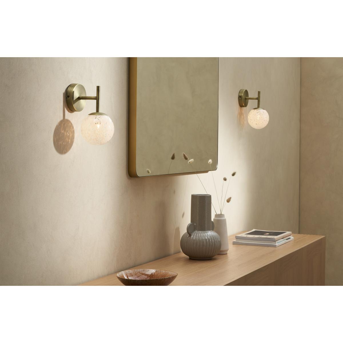 Julia Wall Lamp, White Speckled Glass & Brass – image 3