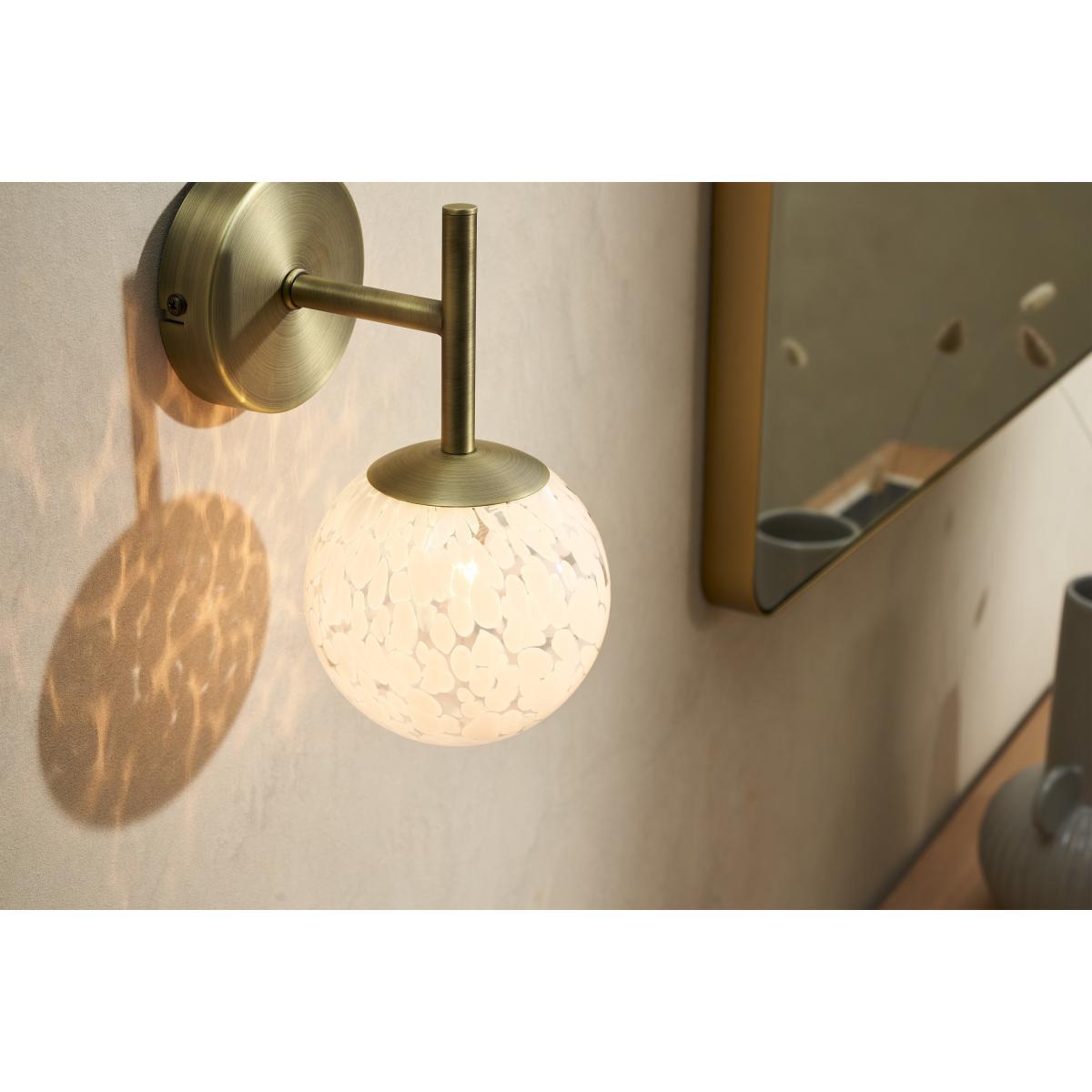 Julia Wall Lamp, White Speckled Glass & Brass – image 4