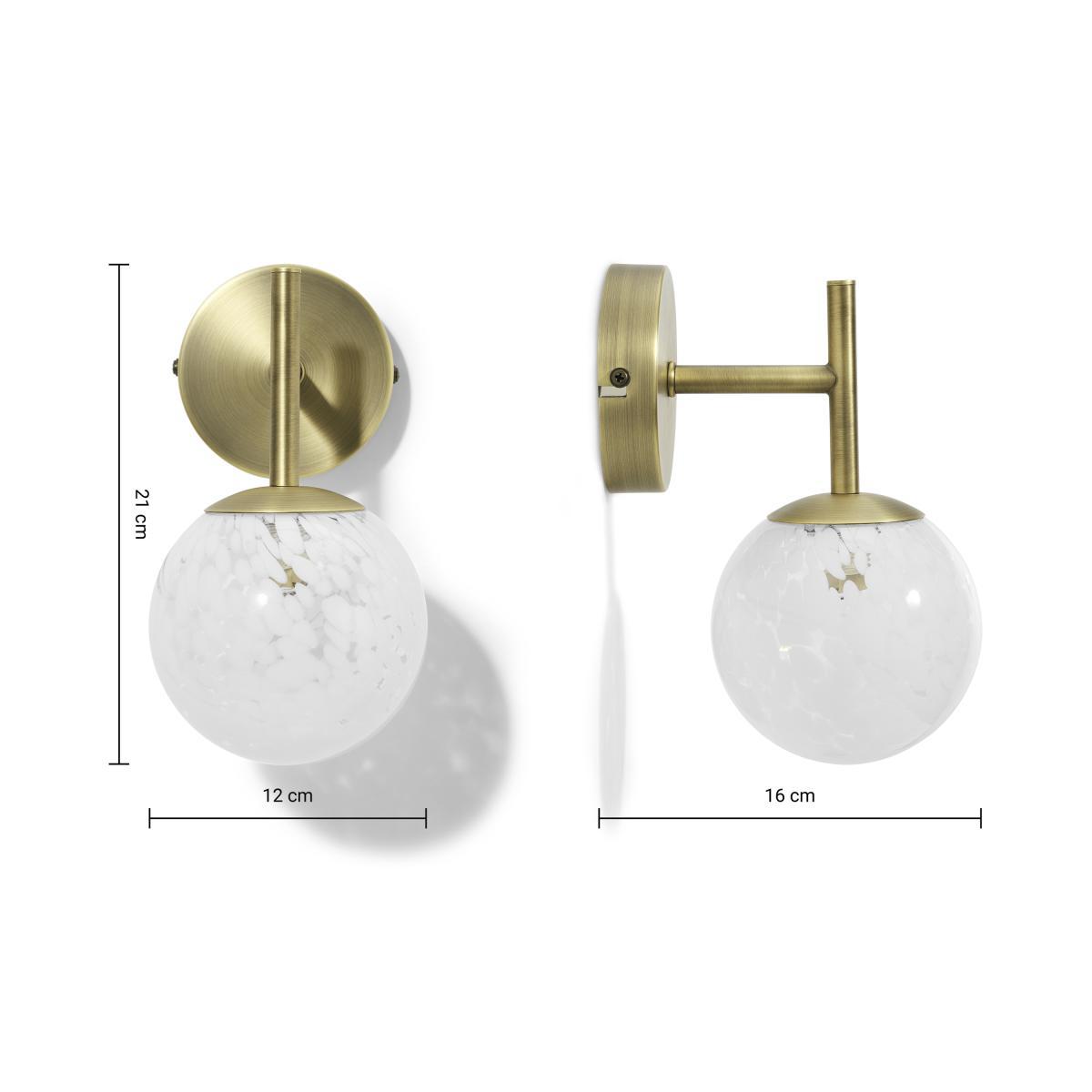 Julia Wall Lamp, White Speckled Glass & Brass – image 7