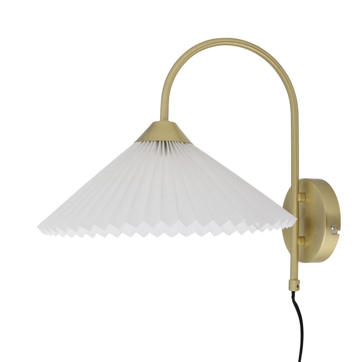 Firdes Wall light with plug - / Metal & linen by Bloomingville White/Gold/Metal – image 2