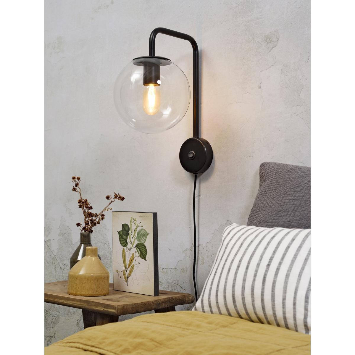 Warsaw Wall light with plug - / Glass & metal by It's about Romi Black – image 3