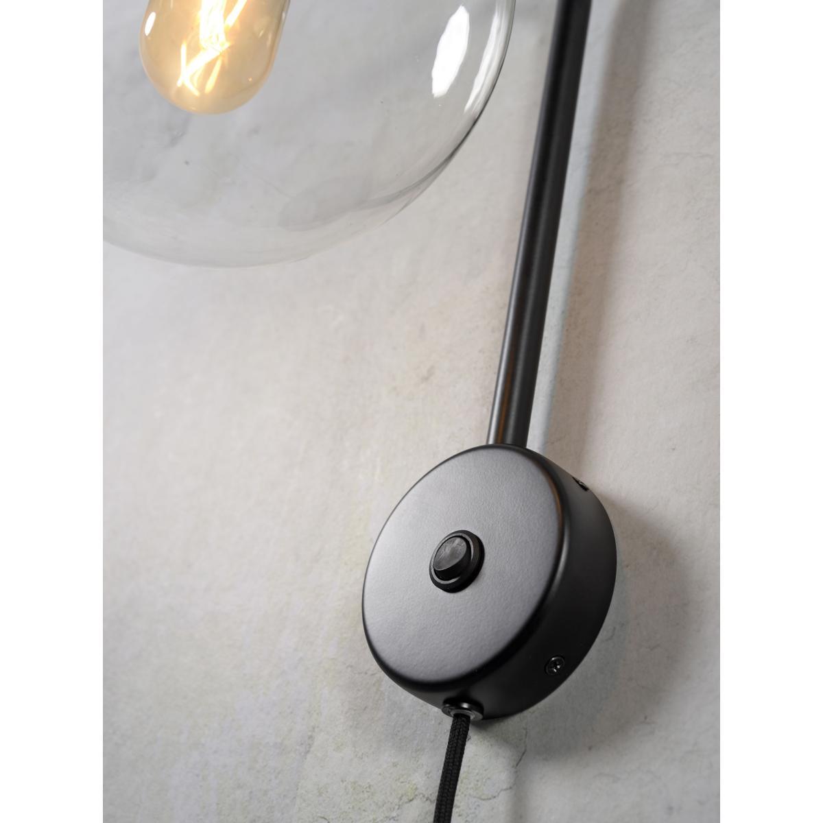 Warsaw Wall light with plug - / Glass & metal by It's about Romi Black – image 6