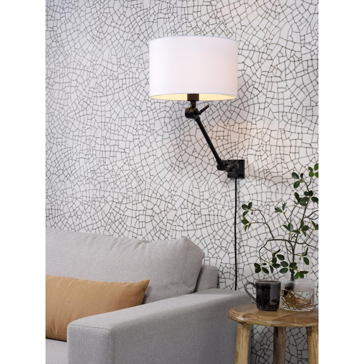 Amsterdam Small Wall light with plug - / Fabric lampshade - L 60 cm by It's about Romi White/Black – image 2