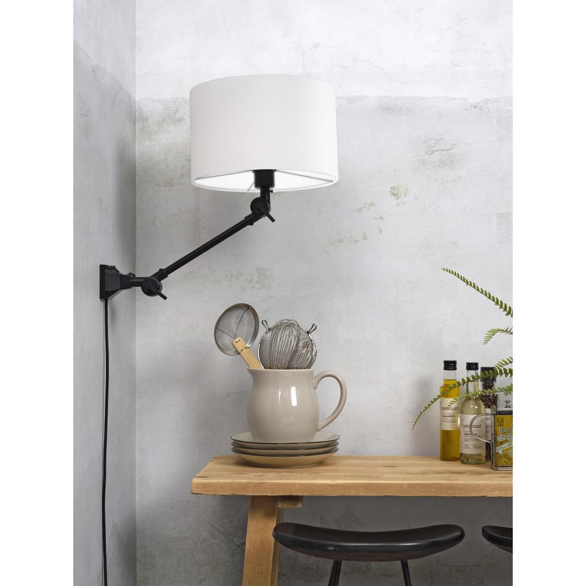Amsterdam Small Wall light with plug - / Fabric lampshade - L 60 cm by It's about Romi White/Black – image 3