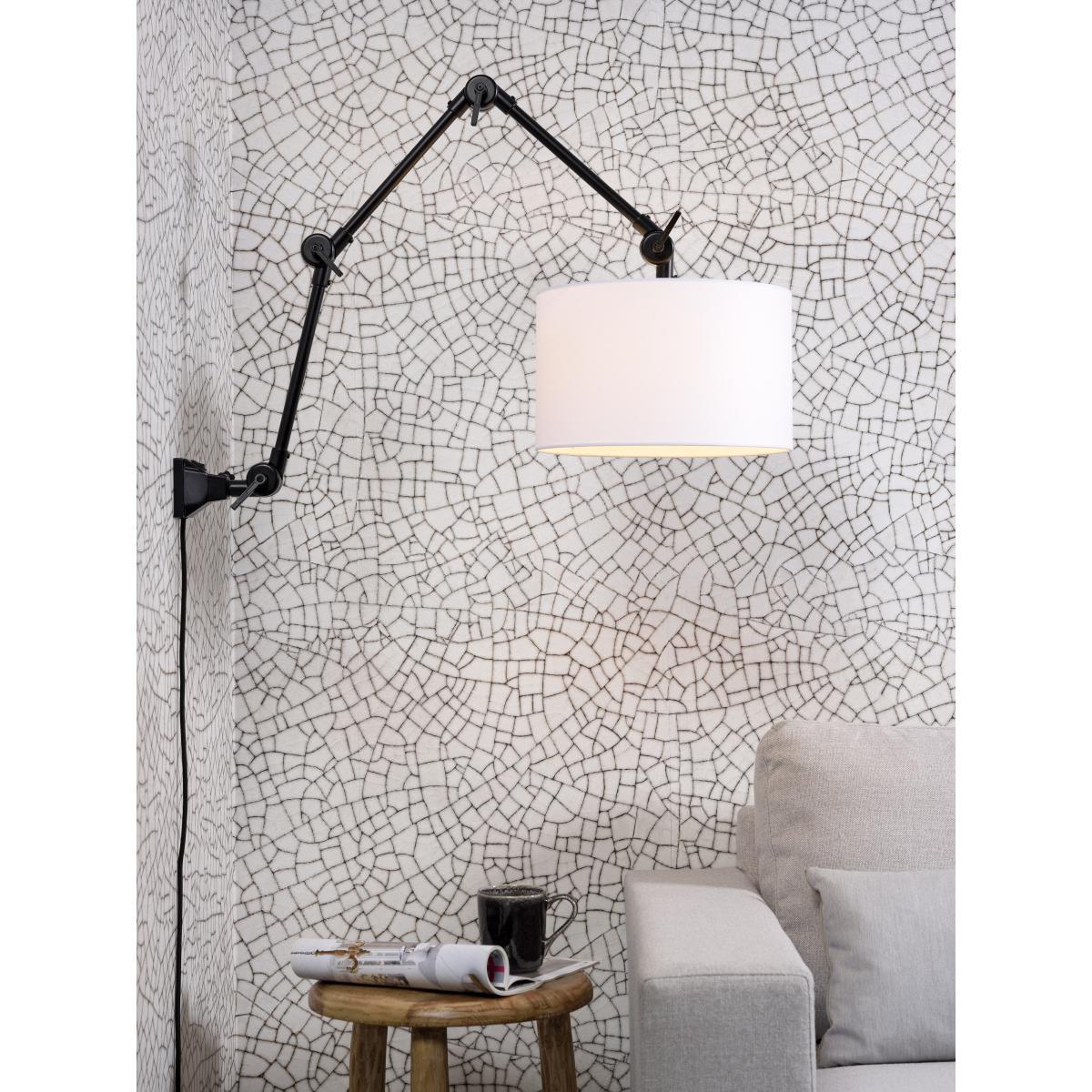 Amsterdam Large Wall light with plug - / Fabric lampshade - L 100 cm by It's about Romi White/Black – image 3