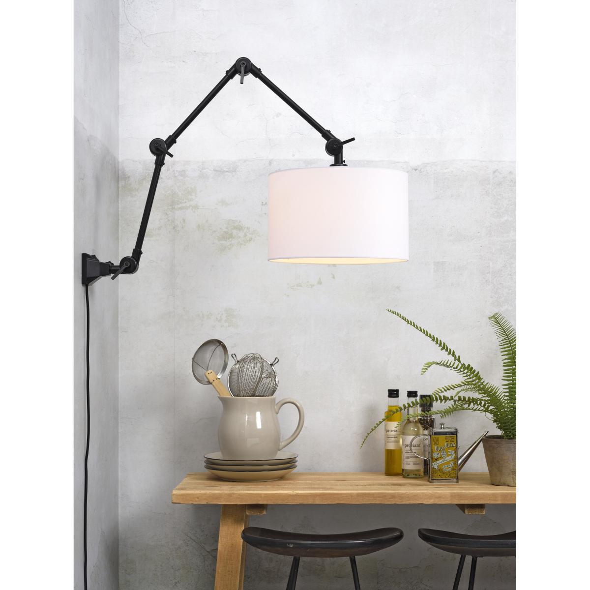 Amsterdam Large Wall light with plug - / Fabric lampshade - L 100 cm by It's about Romi White/Black – image 6