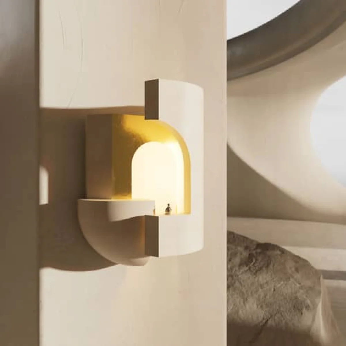 Soul Story 2 Wall light stone white gold / LED - Plaster & gold leaf - DCW éditions – image 4