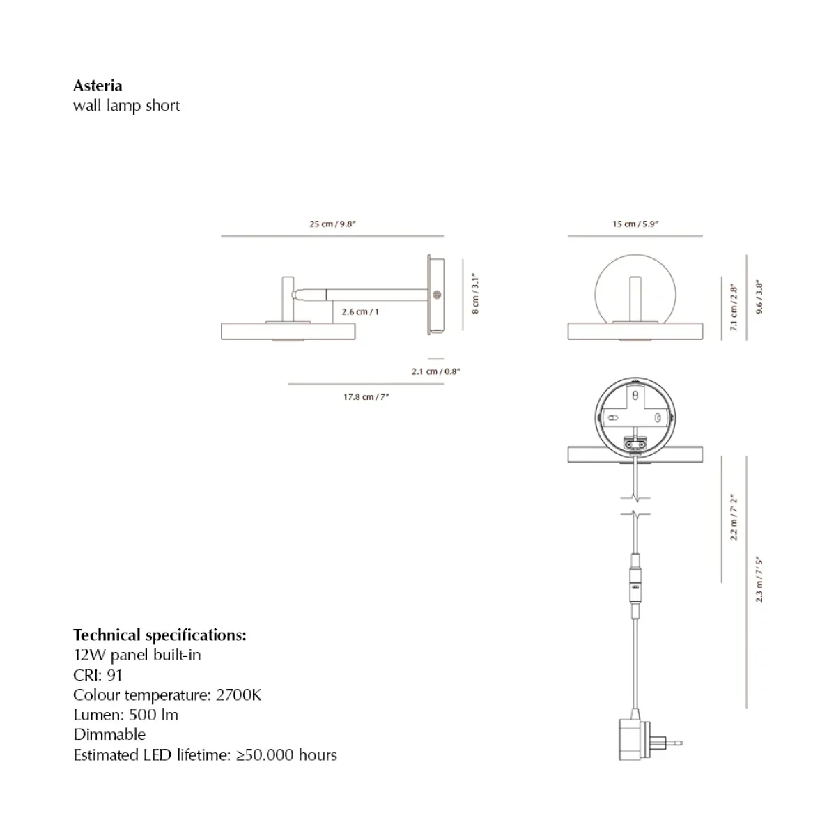 Umage Asteria Wall wall lamp Short Black-chrome – image 4