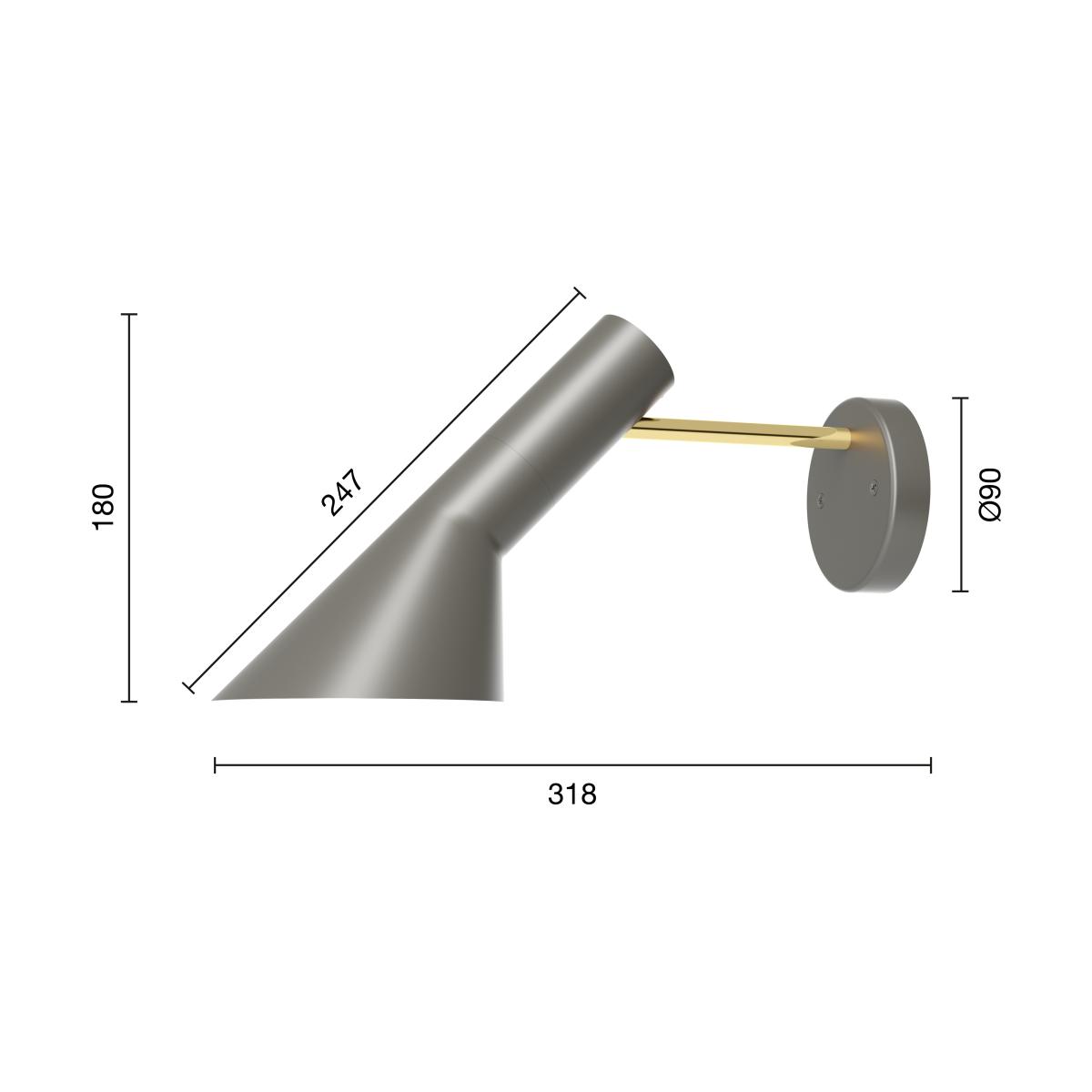 Louis Poulsen AJ wall lamp fixed installation without switch Brass-warm grey – image 2